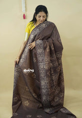 Dual Shade Cocoa Dusk - Soft Tissue Silk with Bandini Block Prints and 3D weaving Border